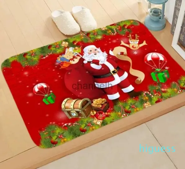 Tapis De Porte Décoratif De Noël - Multicolore En Flanelle - Décoration De Fête