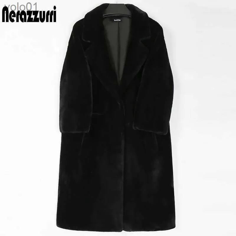 Futra kobiet sztuczne futro nerazzurri zima gorąca różowa futra płaszcza kobiet Lapel ciepła gruba czarna miękka puszysta kurtka luźna stylowa koreańska moda 2022L231120