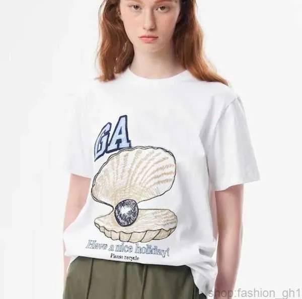 Gann Women's T-shirt 2023ss Women Designer t Shirt Beach Tees Versatile Smiling Little Rabbit Face Print Casual Loose Pullover 8 R8oa URY8