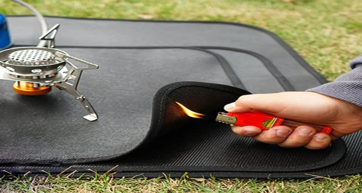 Outdoor Pads Outdoor Camping Fireproof Cloth Picnic Barbecue Flame Retardant Protective Mat Silicone Coated Fireproof Grill Mat BB7866948