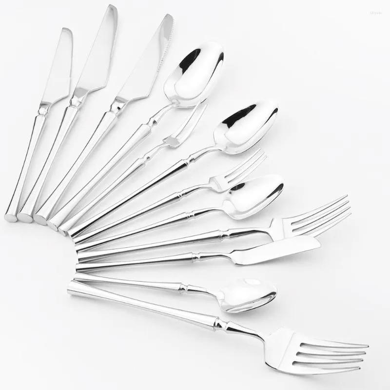 Dijkartikelen Sets Western Mirror Polishing bestek Set 304 Roestvrij staal dinermessen Fork Coffee Lepel Chopsticks servies