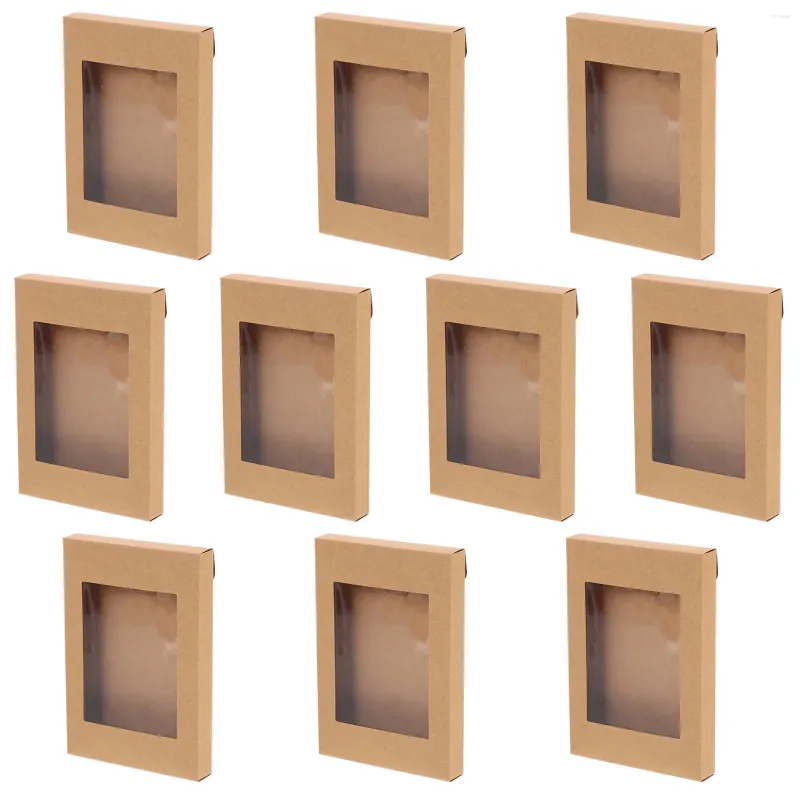 Konteynerleri çıkarın 10 adet Pencere Pencereli Kurabiye Kutuları Küçük Kek Kılıfı Cupcake Fırın Hediye Kutusu Kağıt Karton Pasta Pasta