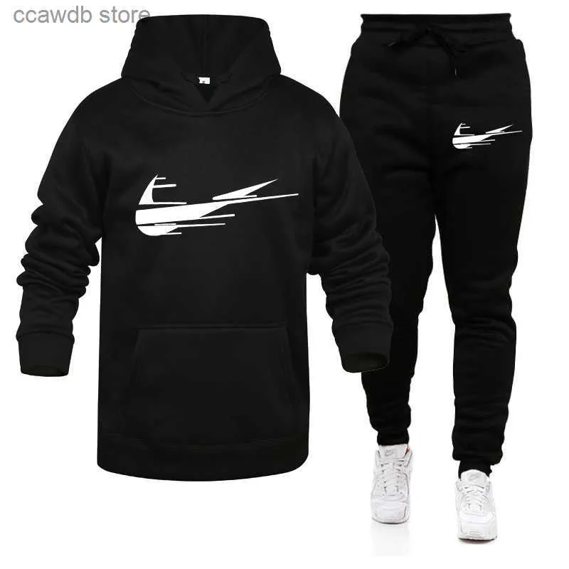 Herren Hoodies Sweatshirts 2023 Neue Hoodie Set Sport männer Casual Hosen Europäischen Sportswear T231109