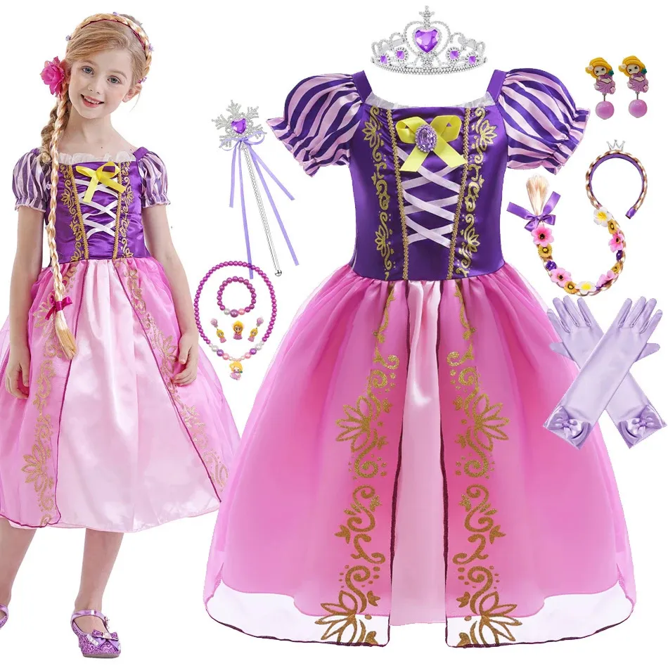 Girl's Dresses Girl Rapunzel Dress Princess Kids Tangled Cosplay Costume Baby Halloween Cosplay Children Christmas Carnival Costume Fancy 231109