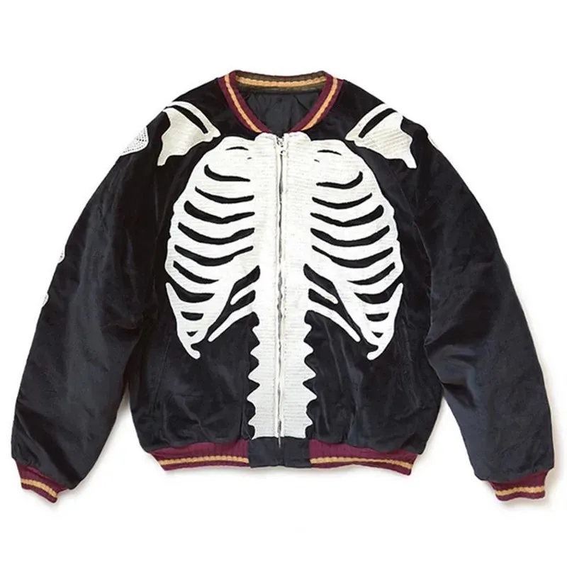 Herrenjacken KAPITAL 20AW Bone Rib Skeleton Stickerei Samt Herren- und Damenjacke 231108