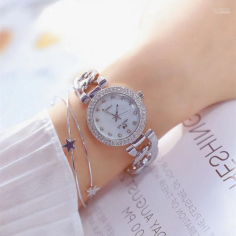 2023 Business Silver Quartz Womens Female Wristwatch Top Female