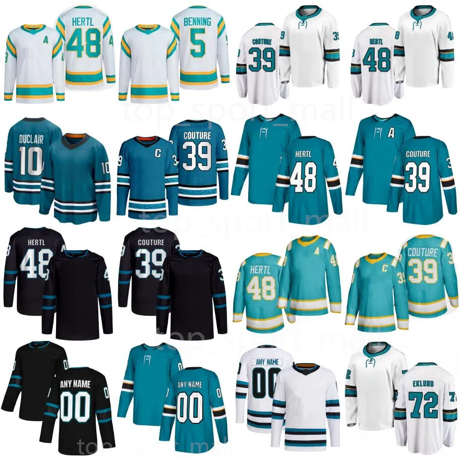 Heren Reverse Retro Tomas Hertl Jerseys Hockey Logan Couture Anthony Duclair Fabian Zetterlund William Eklund Henry Thrun Jacob MacDonald Mackenzie Blackwood Teal