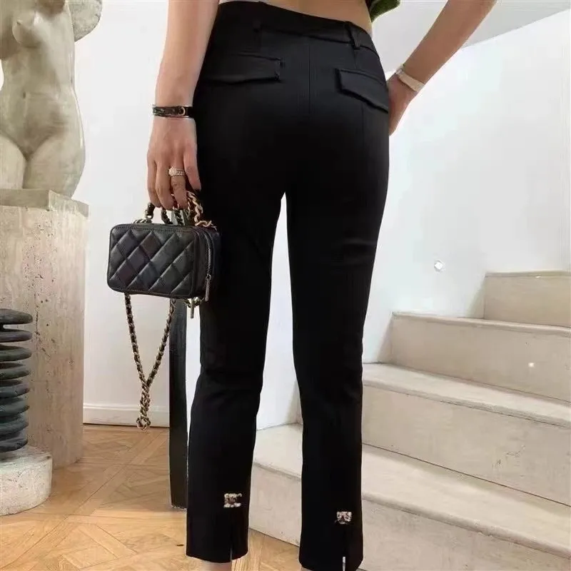 Womens Plus Size Pants Designer Luxury Plush Womens Pants Top notch Womens Pants Slim Fit Black Pants Winter and Spring Warm Tight Pants