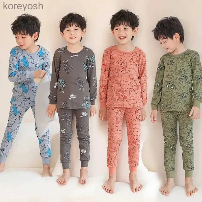 Pijamas de inverno quentes conjuntos de pijamas para meninos crianças pijamas térmicos da criança roupas de outono para crianças de 2 a 13 anos de idadeL231109