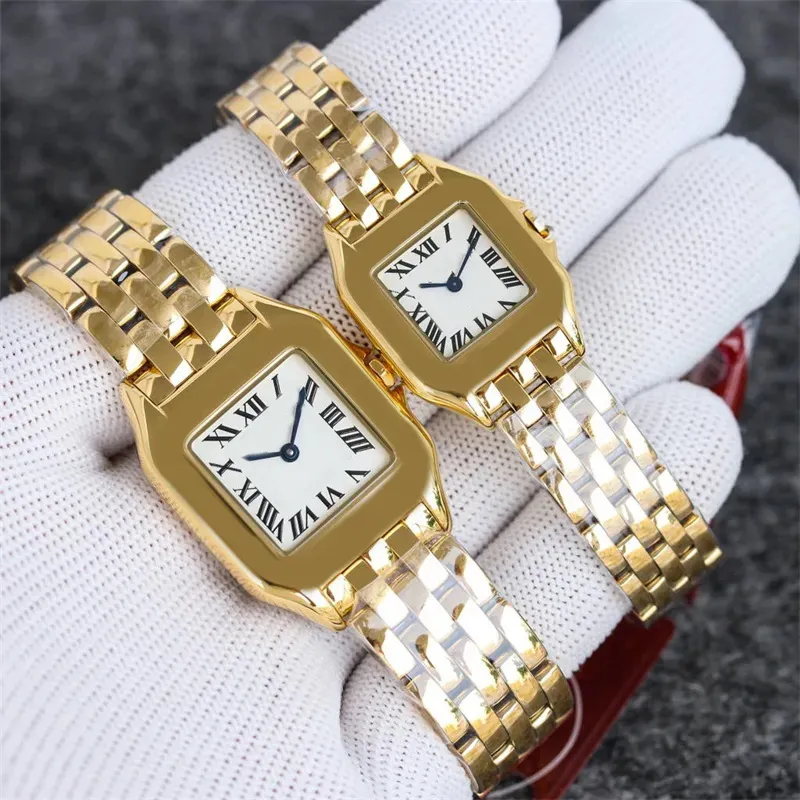 Tank womens watch designer watches moissanite watch high quality quartz battery square watches men plated gold stainless steel luxury watch free shipping SB002 C4