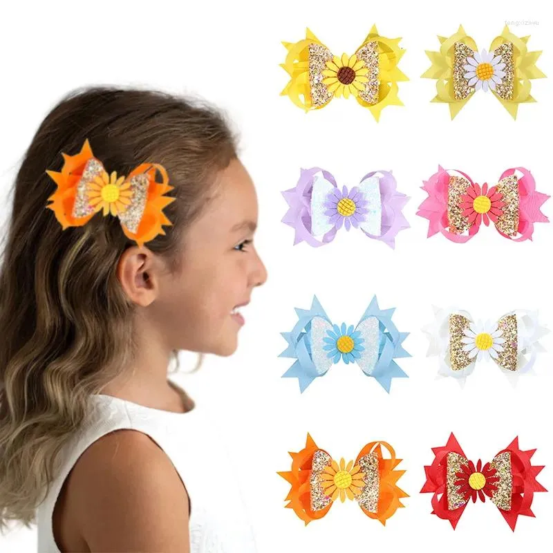 Haarschmuck, modisch, glitzernd, Sonnenblumen-Bogen-Clip, niedliche Kinder, handgefertigt, Haarnadel, Mädchen-Kopfschmuck, Korea-Ornamente