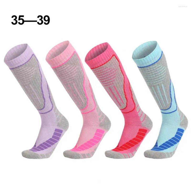 Sports Socks Thermal Knee High Women Ski Moisture Wicking Knee-high With Non-slip Cuff Design Wear For Outdoor