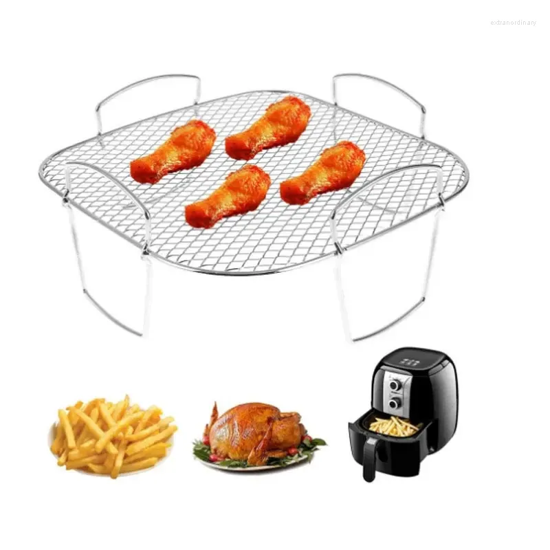 Narzędzia Air Fryer Rack Stael Nierdzewna Gryl Akcesoria Piekarnik Piecznik Piecznik Pieczenie Pieczenie