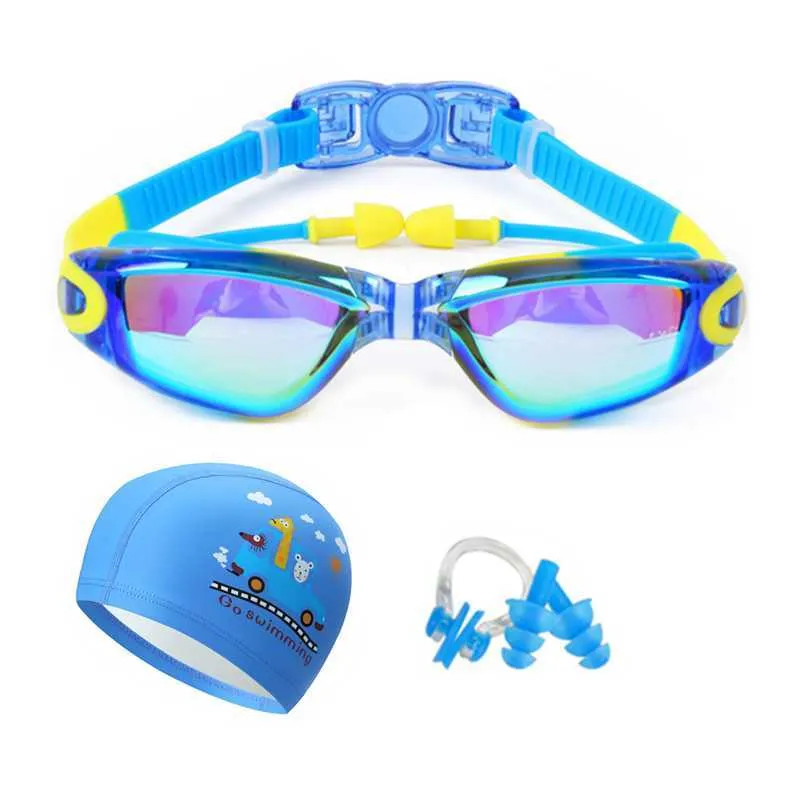 Occhiali Cartoon Bambini Occhialini da nuoto con tappi per le orecchie Set cuffia da nuoto Ragazzi Ragazze Silicone antiappannamento per bambini Occhiali da nuoto Occhiali da piscina P230408