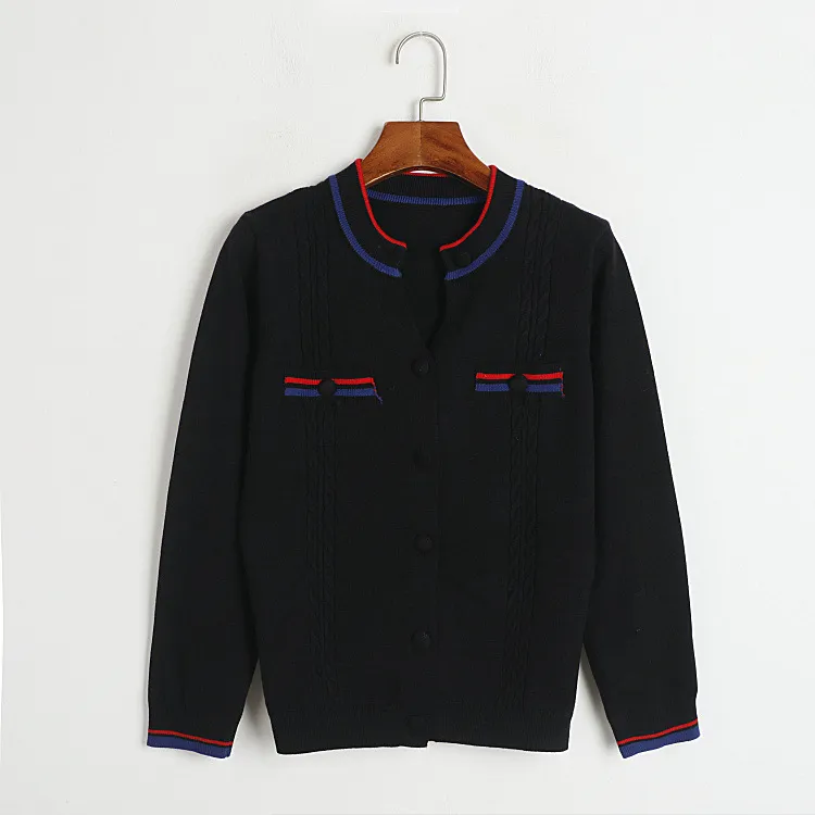 1107 2023 Осенний брендовый свитер в одном стиле с длинным рукавом, кардиган с круглым вырезом, черно-белая женская одежда, женская одежда высокого качества dl