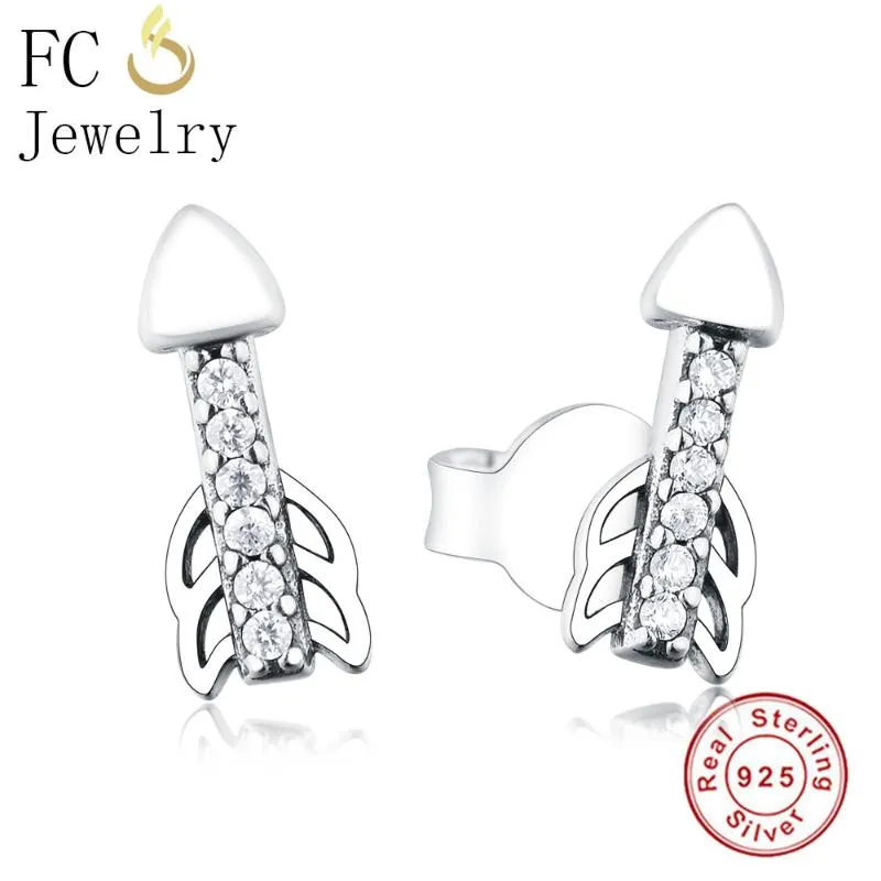 Pendientes de tuerca de Plata de Ley 925 auténtica flecha de Cupido Boucle D'oreille Brincos Aretes mujer/niña joyería pendientes Oorbel regalos