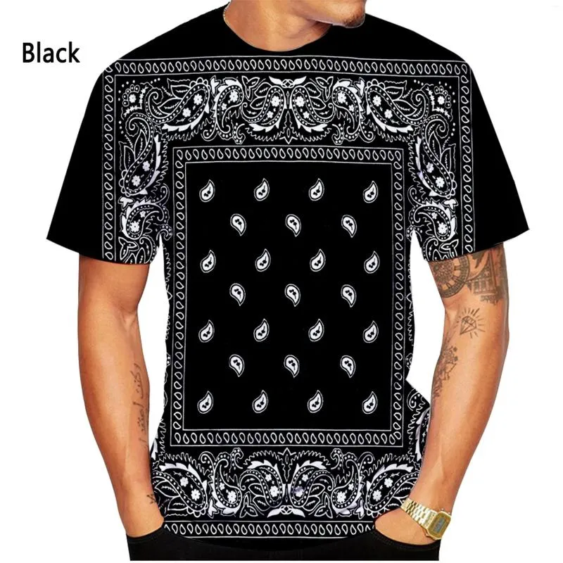 T-shirts pour hommes Bandana T-shirt femme Streetwear Hip Hop décontracté à manches courtes Harajuku surdimensionné hommes chemise col rond T-shirt hauts