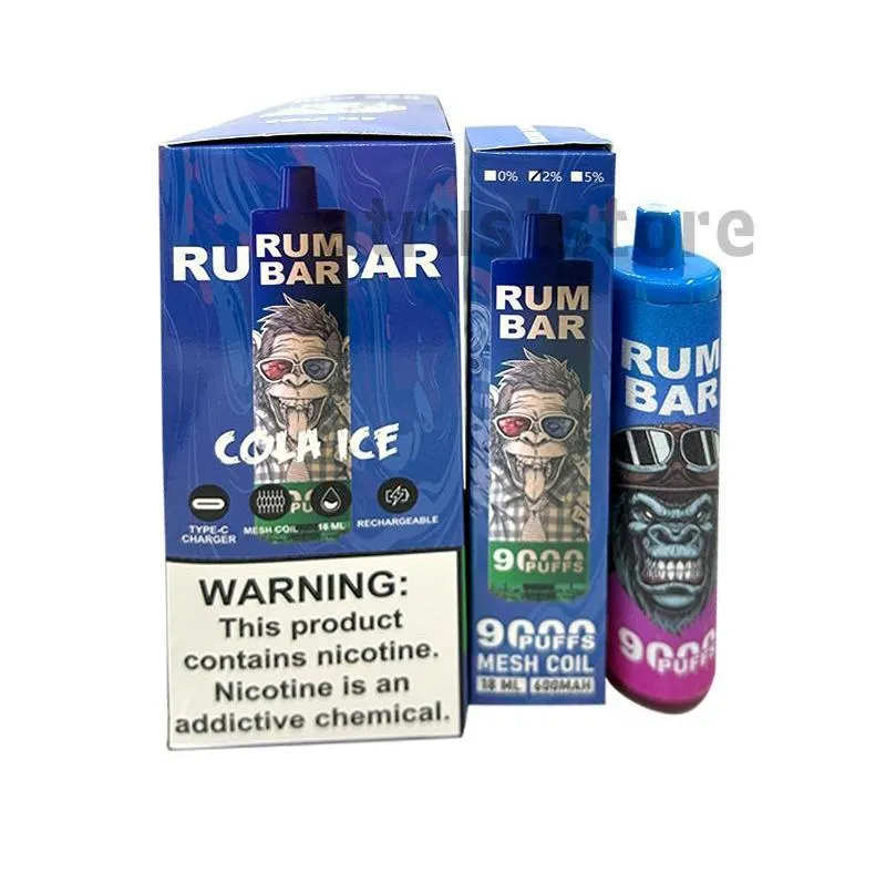 E Cigarettes Original 100% Rum Bar 9000 puffs 650mah 18ml 10 flavors Prefilled device randm tornado Vape desechable puff tornado