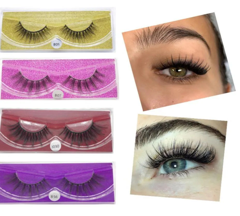 Privatetikett Makeup Natural Mink Eyelashes Wispy False Faux Cils återanvändbara falska fluffiga fransar Leverantör Maquiagem Silk Lash Supplies 2770656