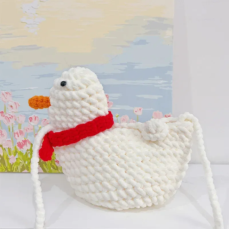 Вечерняя сумка Litte Duck Вязание крючком Kawaii Girls Симпатичные сумки через плечо Модное плетение вручную Lovely 231108