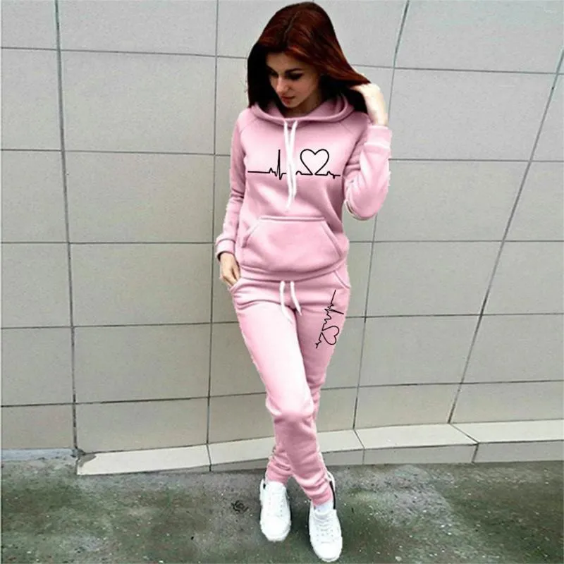 Women's Two Piece Pants Sports Plus Size 2 Pieces Sets Women Hooded Pullover Sweatshirt Fashion Print Y2K Hip Hop Versatile Female Trousers