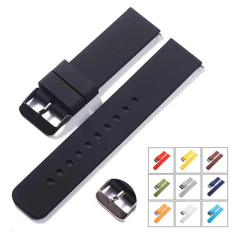 Bracelet De Montre En Silicone Noir - 18 à 24 Mm, Boucle Acier, Unisexe