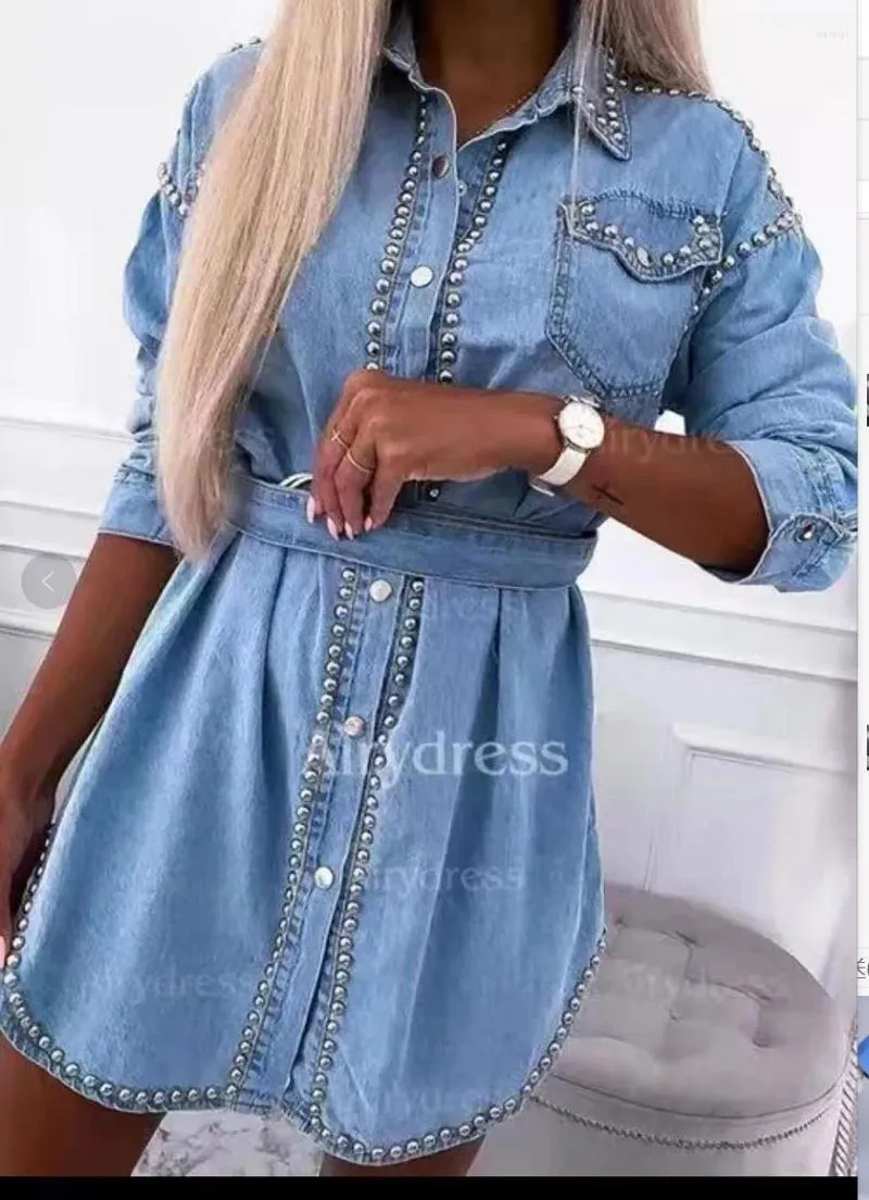 Casual Dresses Fashion Women Summer Dress Denim Vintage Short Sleeve V Neck  Jean Ladies Denim Shirt Clothing From Sizhu, $20.69 | DHgate.Com