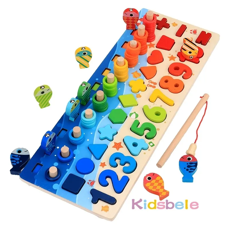 Montessori Baby Wooden Magnetic Fishing Game Toy Preschool Educational  Cognition Color Letter Teaching Aids Outdoor Fish Toy