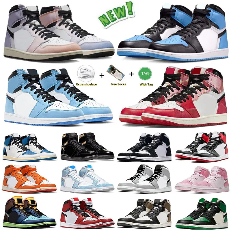 Air jordan 1 Basketball Shoes University Blue da basket Pine Green Black viola corte Reale Bred Toe NC Obsidian UNC Sneakers partita di basket formatori