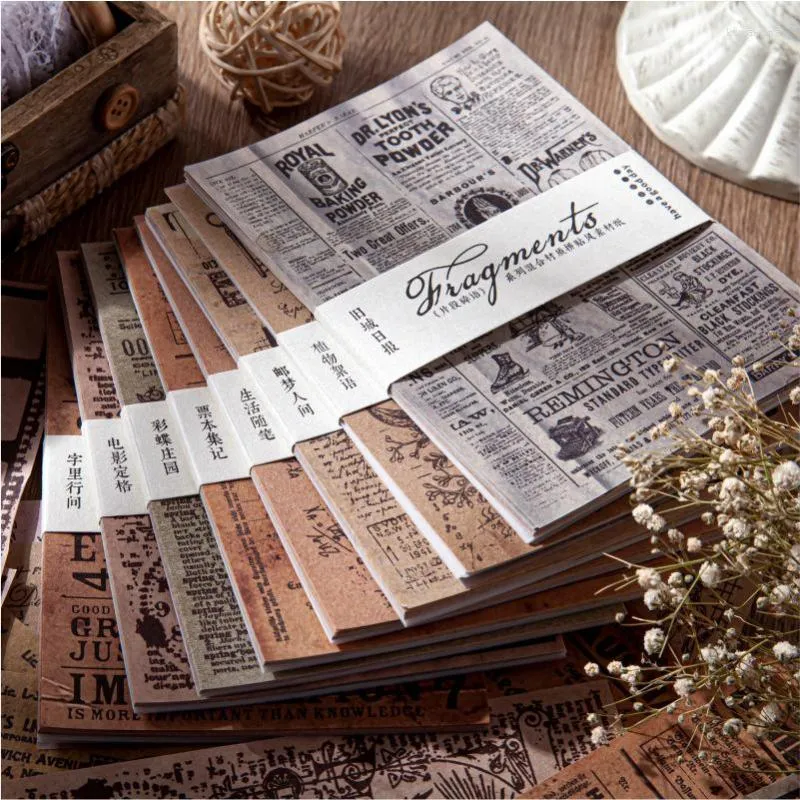 Opakowanie prezentowe 30pcs Vintage Material Paper Instrukcja Fragmenty DIY Dekoracyjne naklejki materiałowe materiały papiernicze Standardowe akcesoria