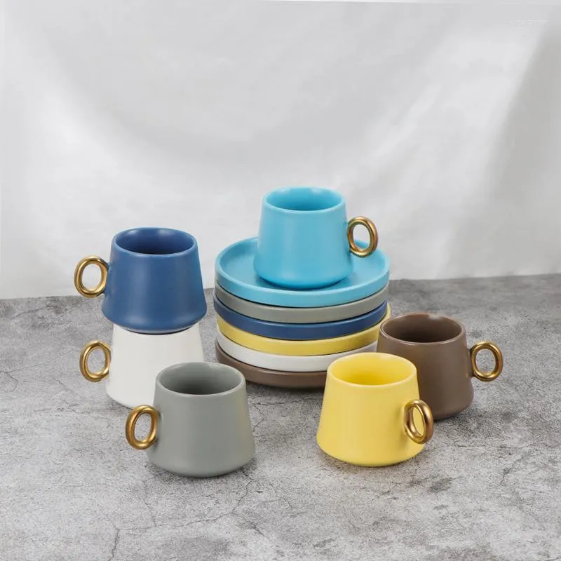 Cups Saucers Colorful Creative Gift Tea Cup Ceramic Coffee Saucer Set Turkish Mini Espresso