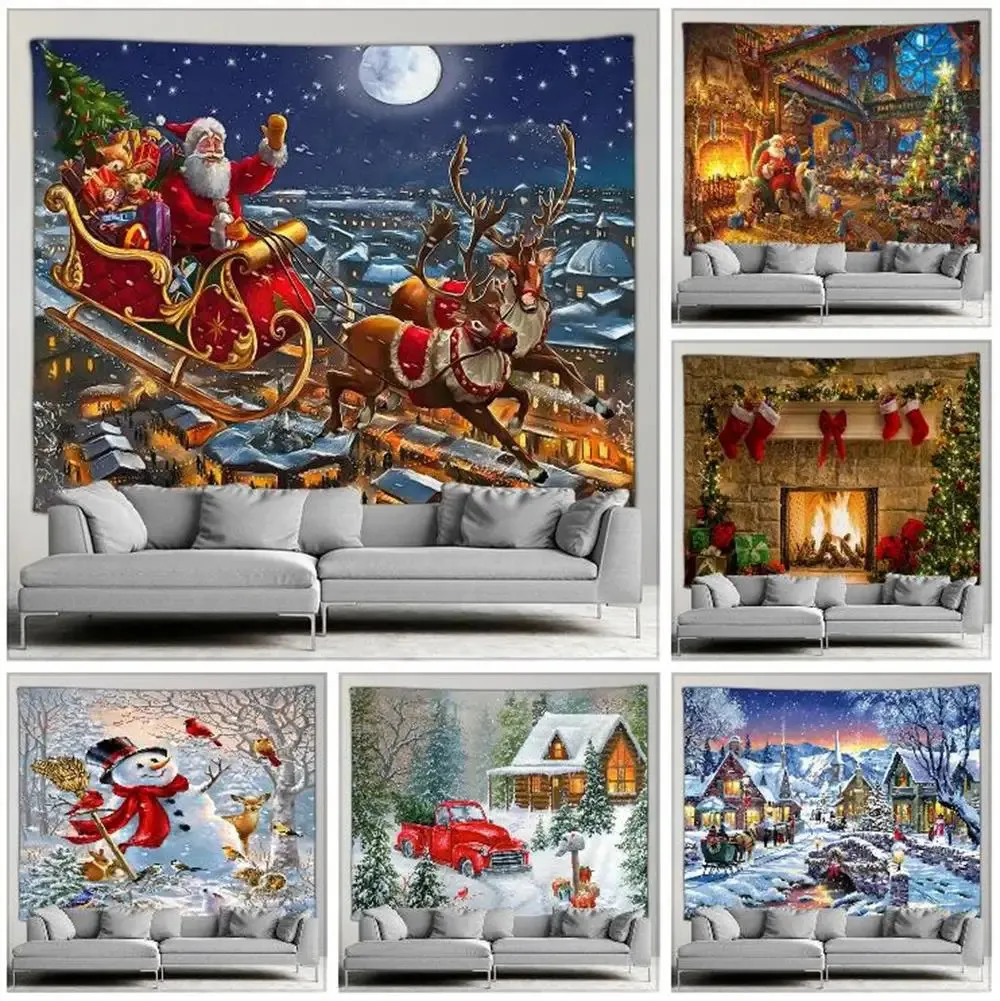 Tapeçarias de natal boneco de neve tapeçaria ano tapeçaria pendurado decoração para casa fundo pano tapeçaria pintura decoração para casa decoração da parede 231109