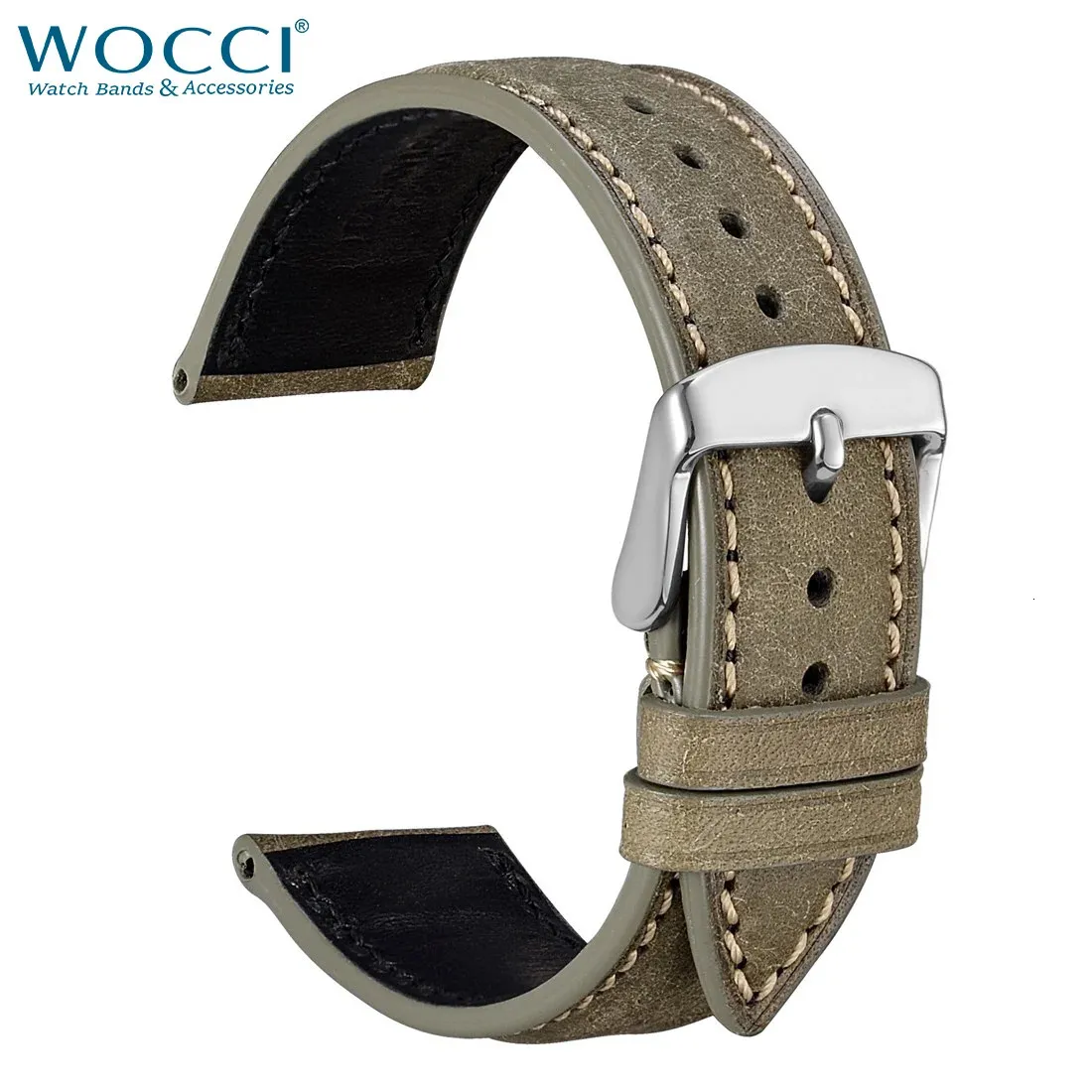 Horlogebanden WOCCI 14 mm 18 mm 20 mm 22 mm nubuck Italiaans lederen horlogeband armband vervangende horlogeband voor dames heren zwart groen blauw rood 231108