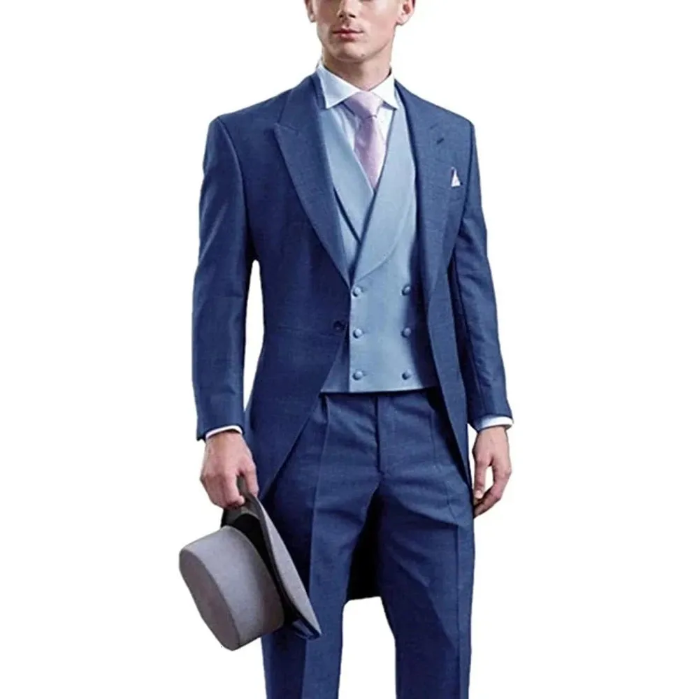 Ternos masculinos blazers terno masculino design clássico longo cauda terno fino ajuste lapela blazer noivo traje homme vestido jaquetavestpantsroom 231109