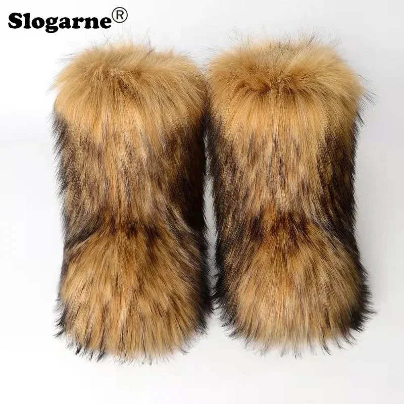 Fox fur top boots for womens
