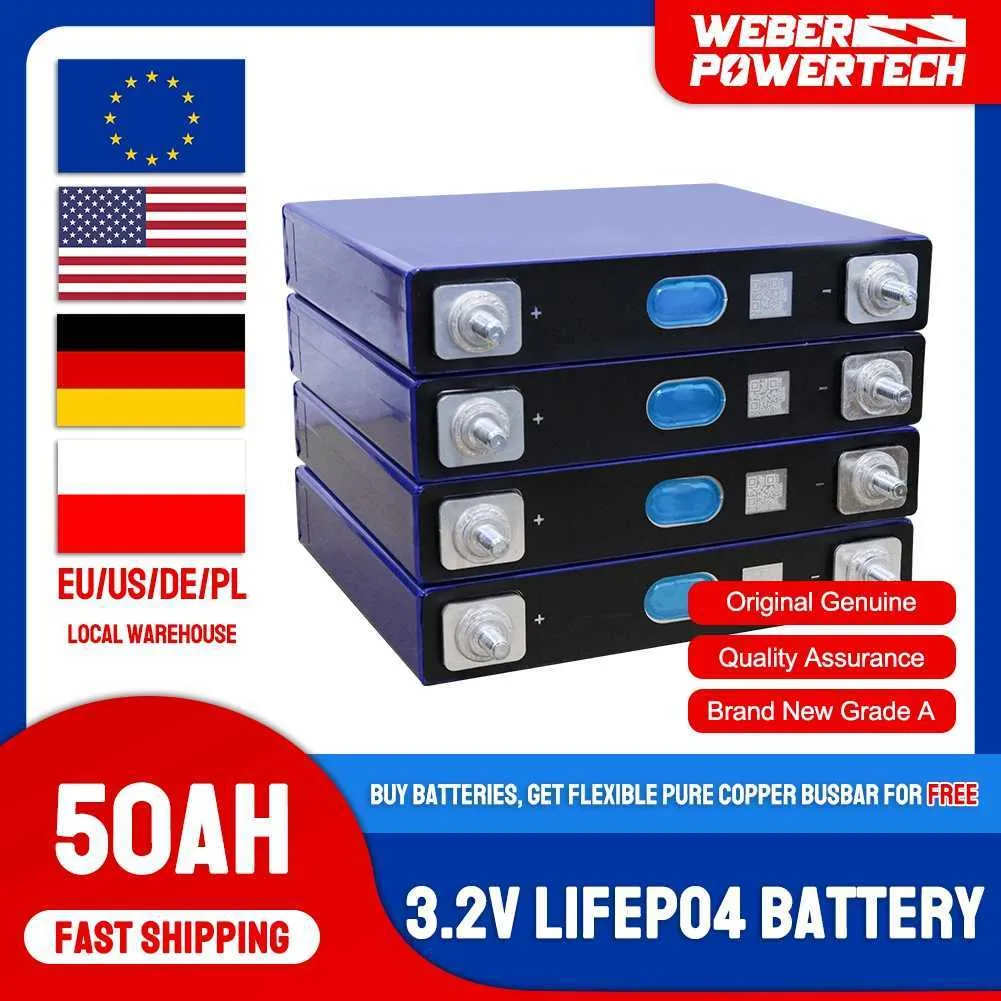 4/8/16PCS 3.2V 50Ah LiFePO4 Battery 105Ah 280Ah 304Ah 320Ah Rechargeable Lithium Iron Phosphate Cells For 12V 24V Batteries Pack