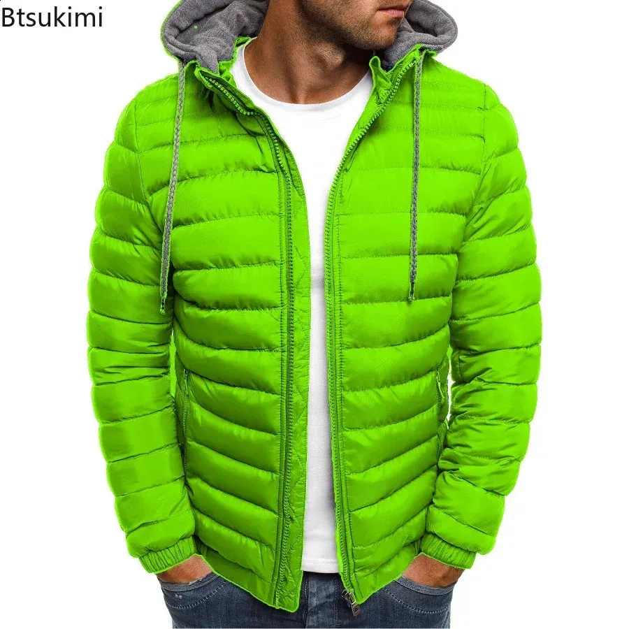 Mens Down Parkas Autumn Winter Solid Hooded Cotton Coat Jacket Casual Warm Cloth Coat Coate Streetwear Puffer Man 231109