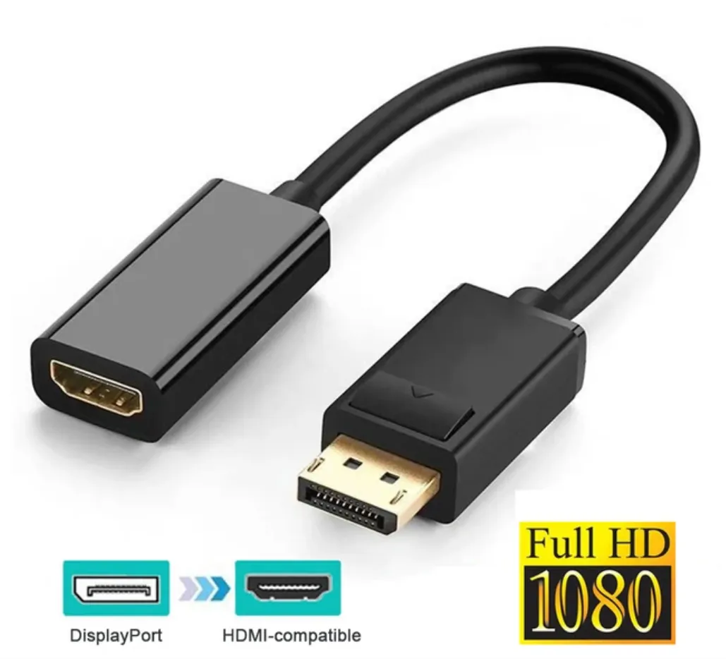 4K Displayport-HDMI Uyumlu Adaptör Erkek DP'den Kadın HDMI Uyumlu Kablo Dönüştürücü Video Ses Aktarım Kablosu 4K HDTV PC Projektör için