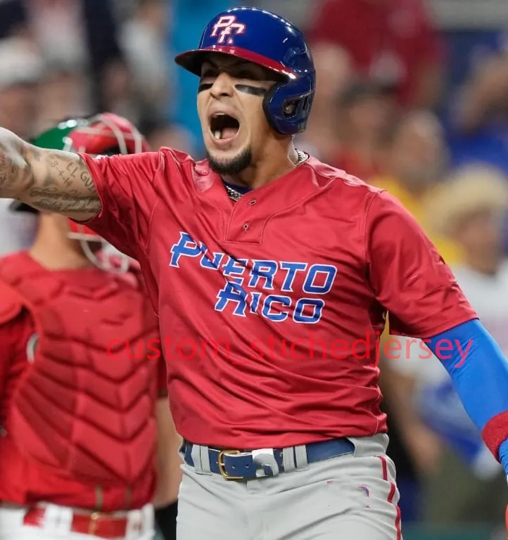 48 JORGE LOPEZ 2023 WBC Puerto Rico Baseball Custom Jerseys Mens Women Youth 56 Duane Underwood Jr. 57 Hector Santiago 58 Alex Claudio 63 Fernando Cruz zszyte koszulki