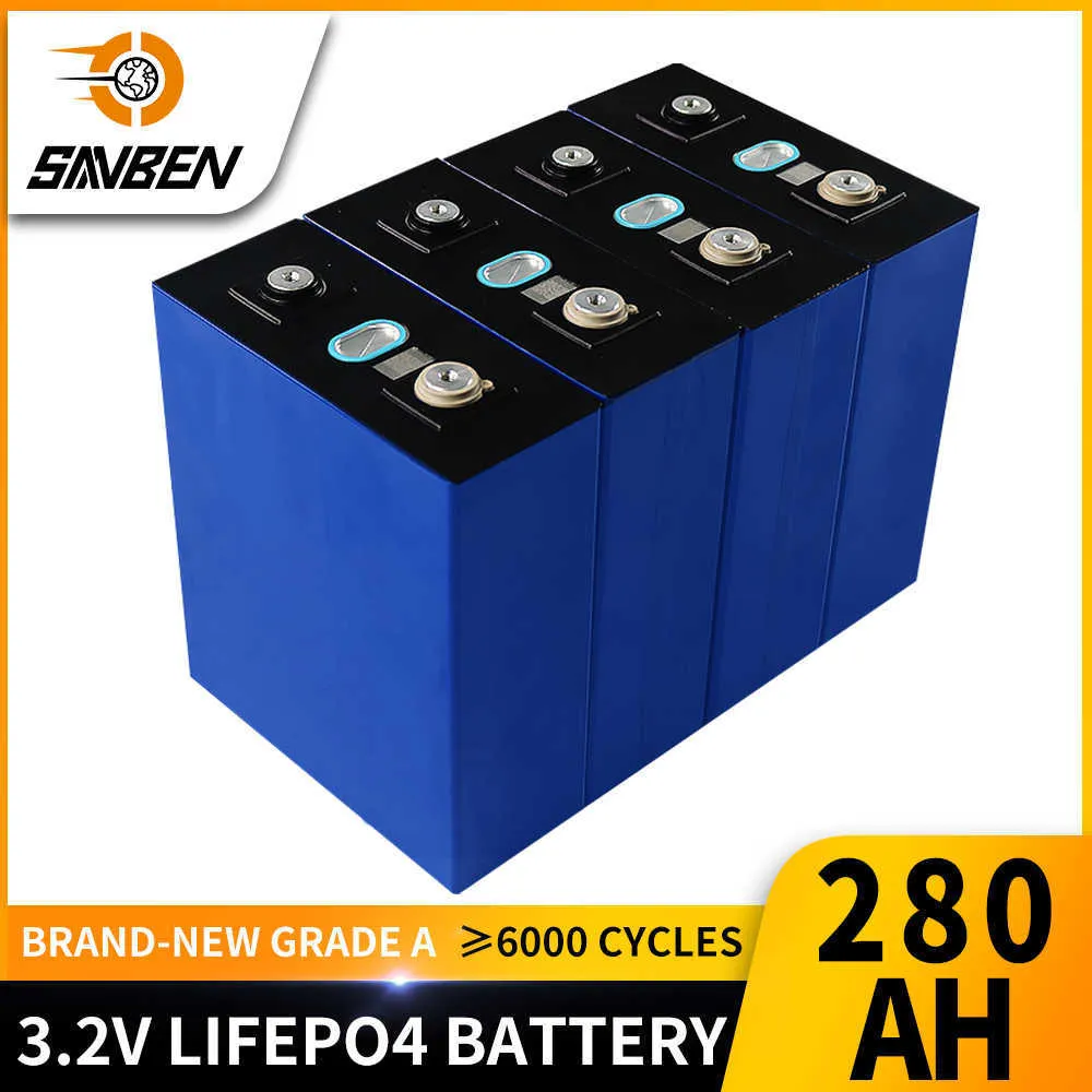 3.2V 280AH LIFEPO4 Batteri helt nytt litiumjärnfosfat Deep Cycle Solar Cell för 12V 24V 48V Båtgolfvagn EV RV gaffeltruck