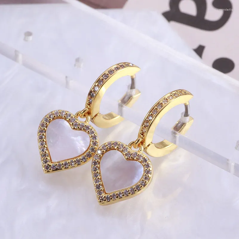 Dangle Earrings Europe And The United States Sweet Love Shell Gem Fashion Trend Ear Buckle Female