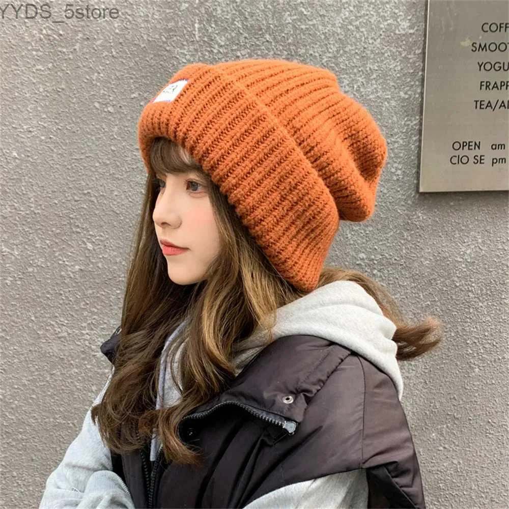 Beanie/Skull Caps Loose Big Head Sticked Hat Warms Warm Wool Hat Satin Outdoor Autumn and Winter Show Small Face Dome Hat Clothing Accessories YQ231108