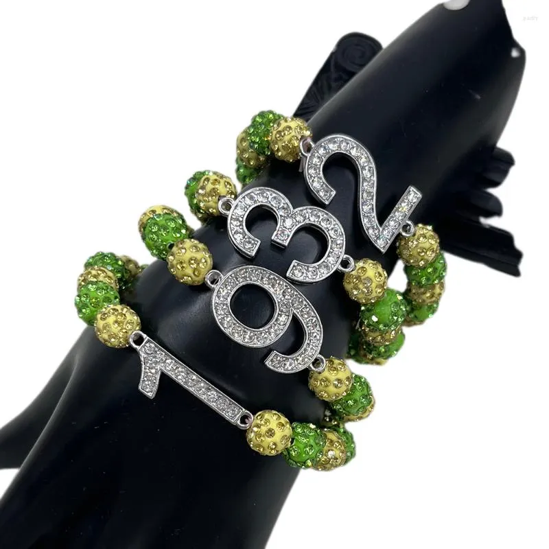 Bracelets à breloques Perles vertes et jaunes élastiques Bracelet Chi Eta Phi Sororité grecque Xho 1932 Bijoux Accessoires de mode pour femmes