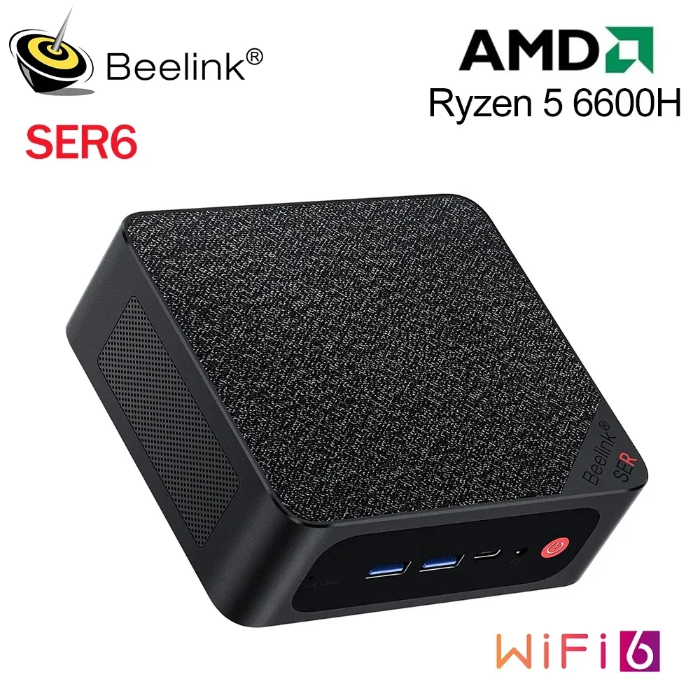 Beelink Ser6 AMD Ryzen 5 6600H Mini PC Windows 11 Pro 16GB DDR5 4800MHz 500 GB NVME SSD WiFi 6 BT5.2 Mini PC Gamer Computer