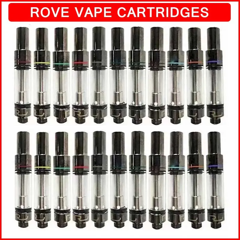 Roved Glazen Karren Vape Cartridges 0.8ml 1ml Keramische Lege Tank Verstuiver 510 Draad Dikke Olie Cartridge Dab Wax vaporizers Schuimverpakking