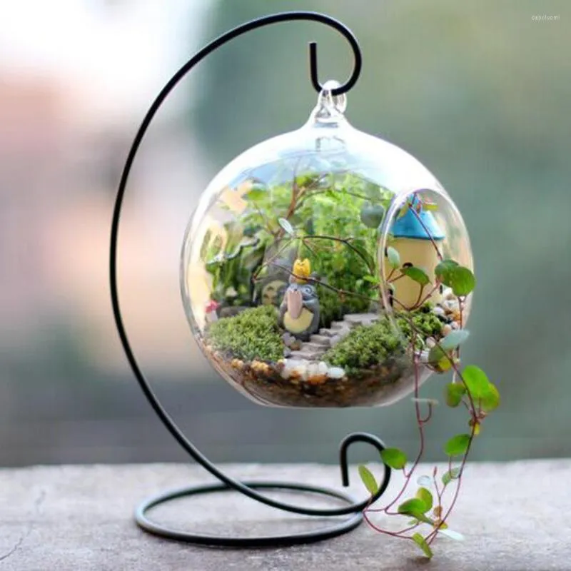 Vazen 10 cm hangende glasbloemen planten vaas pot terrarium container metaalstandaard