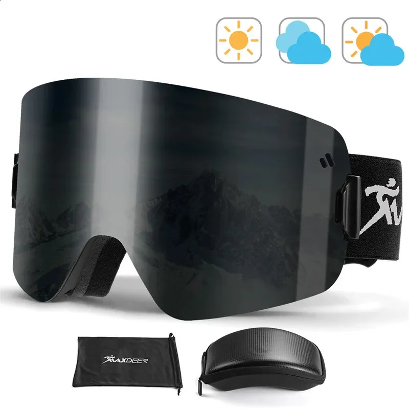 Gafas de esquí Conjunto magnético Snowboard de visión amplia para hombres Mujeres Gafas de esquí Anti niebla Protección UV400 OTG Gafas de nieve 231109