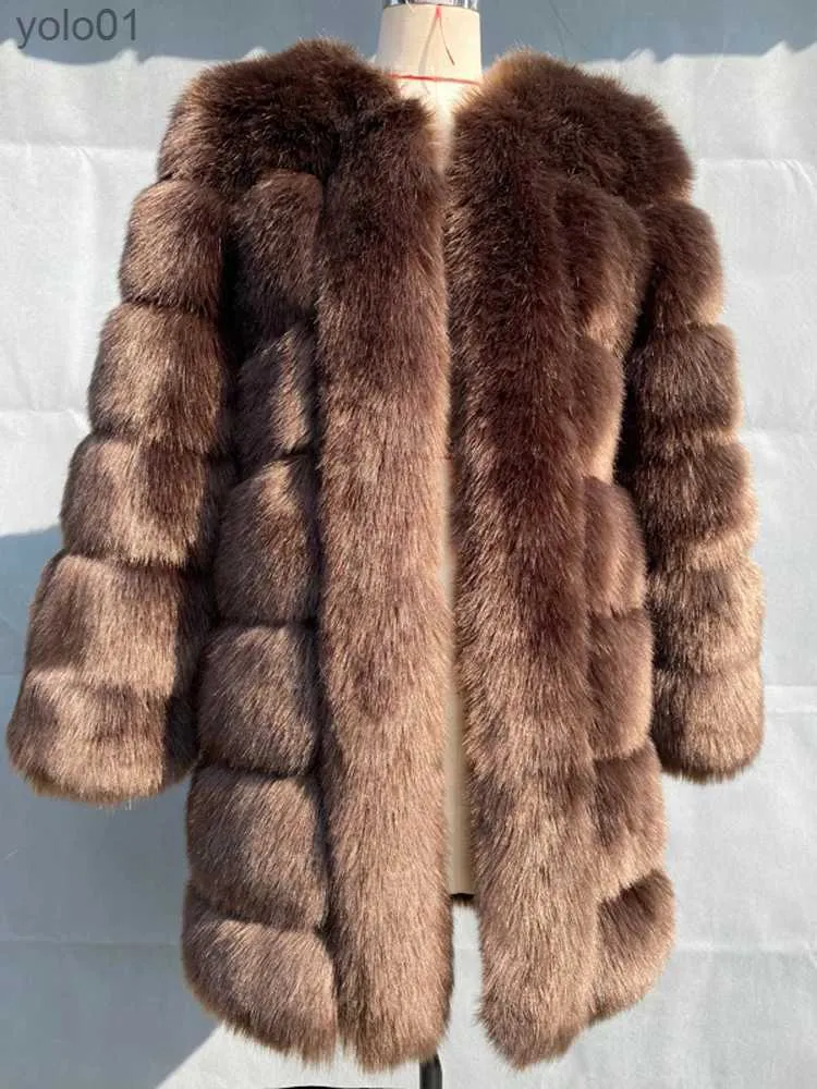 女性の毛皮のフェイクファーザドリン冬冬の新しい長い毛皮の毛皮コートジャケット女性濃厚なふわふわしたフェイクファージャケット因果パーティーオーバーコートストリートウェア231109