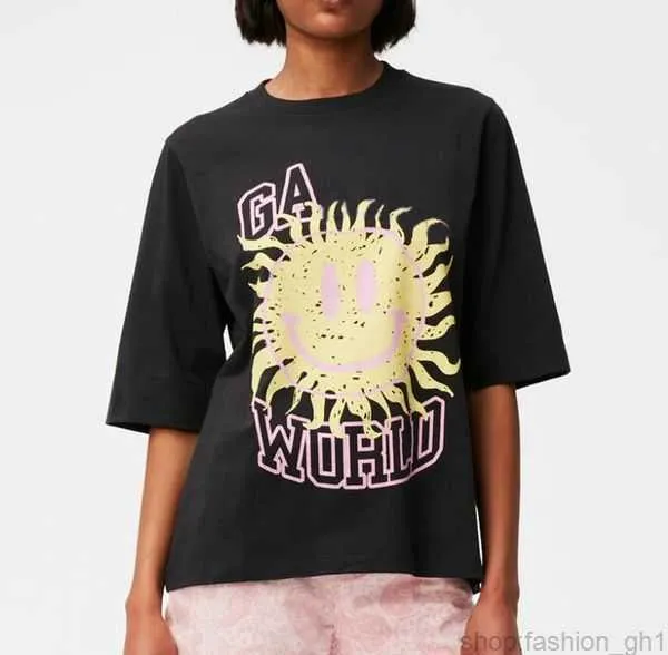 Gann Women's T-shirt 2023ss Women Designer t Shirt Beach Tees Versatile Smiling Little Rabbit Face Print Casual Loose Pullover 3 6htk 6XC9
