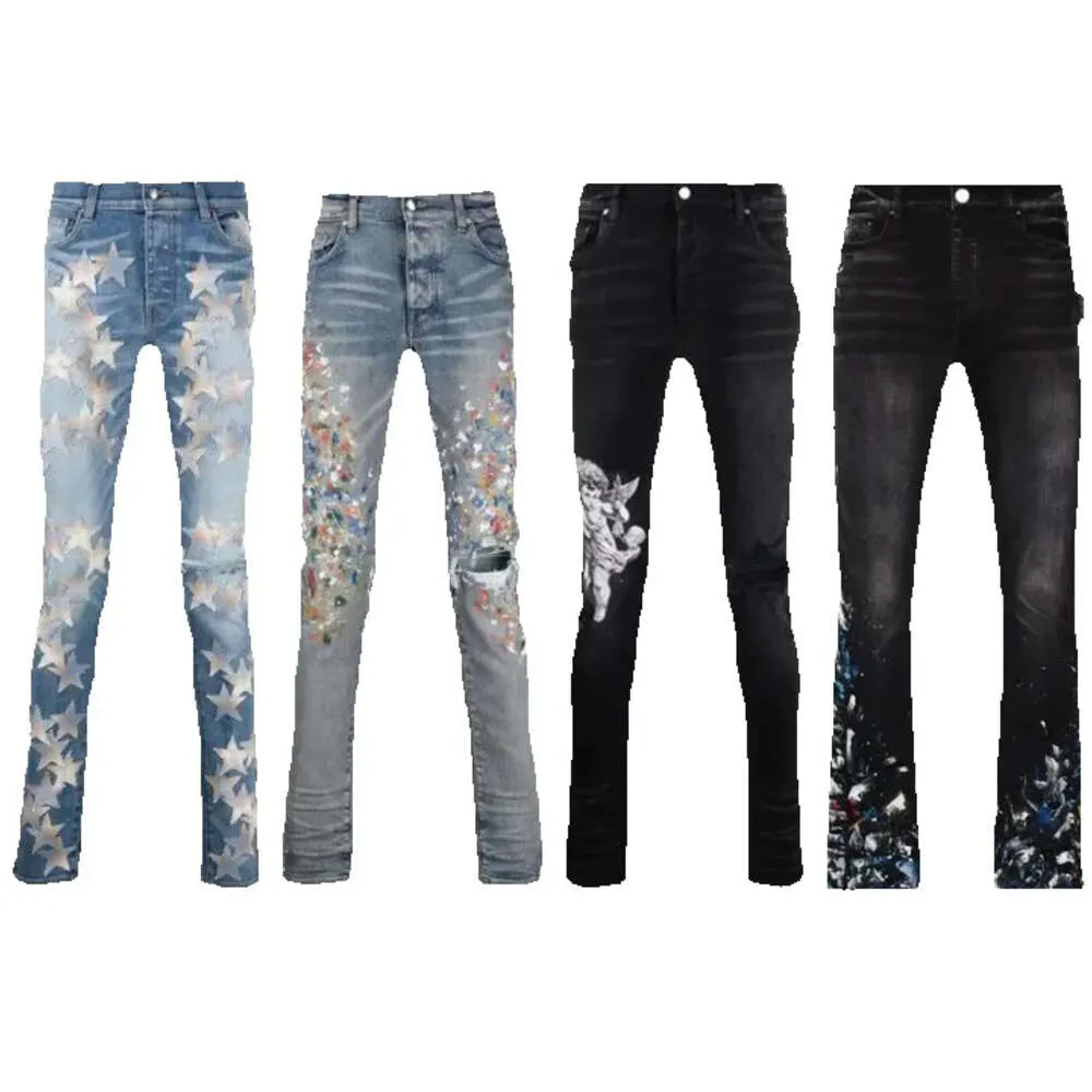 Lila jeans designer jeans byxor lila märke jeans lila jeans sommarhål 2024 ny stil broderi självodling och små fötter mode 655
